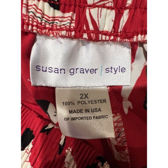 Susan Graver Style Skirt Women’s Black Red People Print Pull On Plus Size 2X - Picture 4 of 5